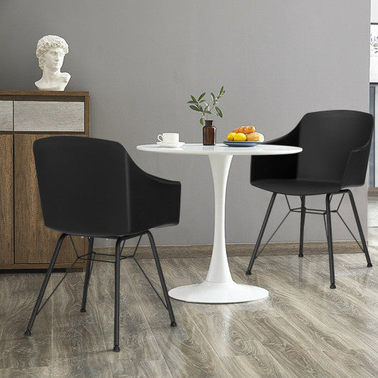 Costway Set of 2 Black Metal Frame Modern Molded Shell Plastic Dining Chair