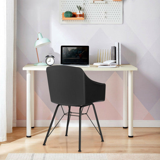 Costway Set of 2 Black Metal Frame Modern Molded Shell Plastic Dining Chair