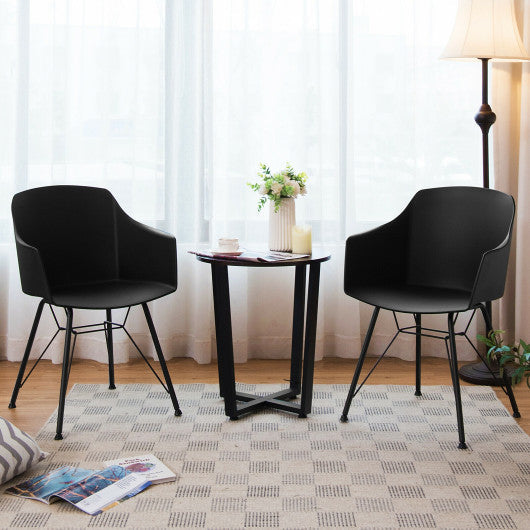Costway Set of 2 Black Metal Frame Modern Molded Shell Plastic Dining Chair