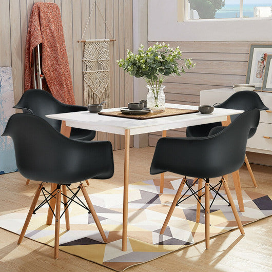 Costway Set of 2 Black Mid-Century Modern Molded Dining Arm Side Chairs