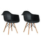 Costway Set of 2 Black Mid-Century Modern Molded Dining Arm Side Chairs