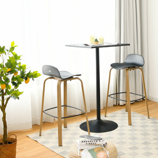 Costway Set of 2 Black Modern Barstools Pub Chairs with Low Back and Metal Legs