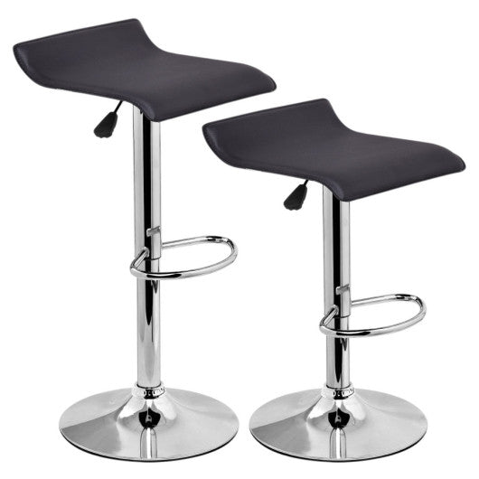 Costway Set of 2 Black Modern Leather Bar Stool Adjustable Swivel Dining Counter Chair