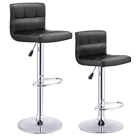 Costway Set of 2 Black PU Leather Pub Swivel Bar Stools