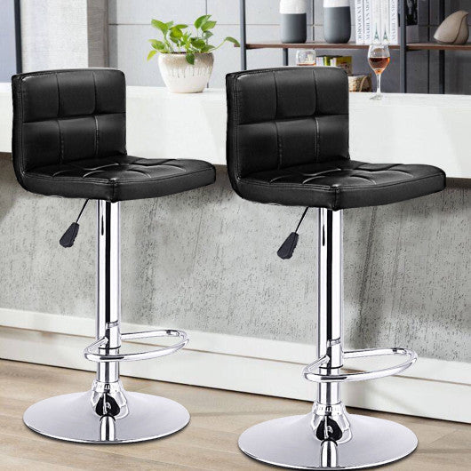 Costway Set of 2 Black PU Leather Pub Swivel Bar Stools