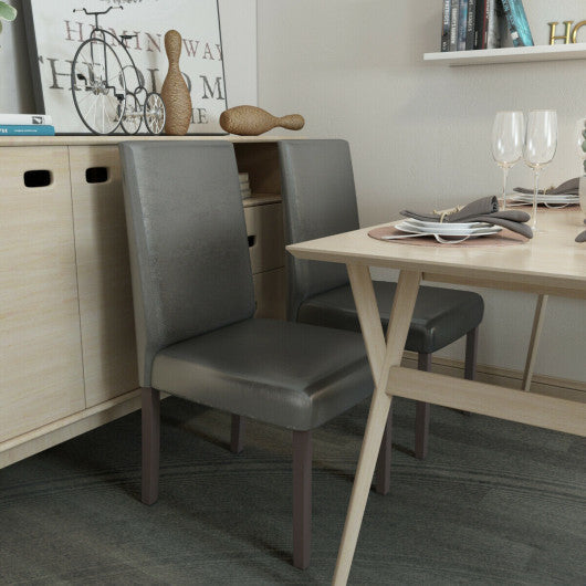Costway Set of 2 Black PU Upholstered Parsons Dining Chair