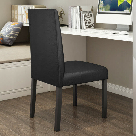 Costway Set of 2 Black PU Upholstered Parsons Dining Chair