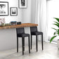 Costway Set of 2 Black Padded Seat Bar Stool Chair with Solid Wood Legs
