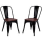 Costway Set of 2 Black Tolix Style Dining Stackable Chair