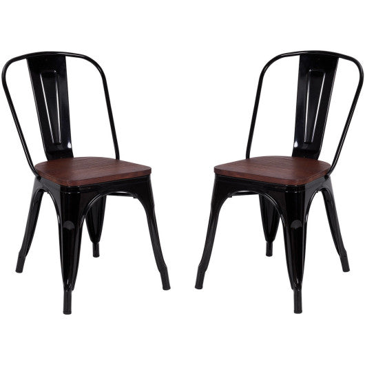 Costway Set of 2 Black Tolix Style Dining Stackable Chair