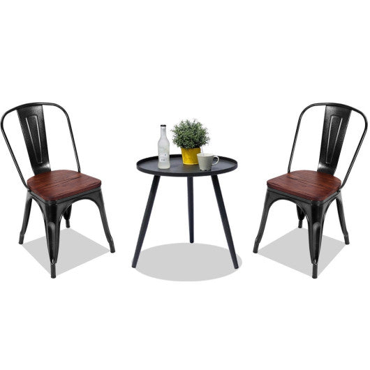 Costway Set of 2 Black Tolix Style Dining Stackable Chair
