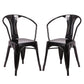 Costway Set of 2 Black Vintage Tolix Style Stackable Bistro Metal Arm Chair