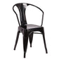 Costway Set of 2 Black Vintage Tolix Style Stackable Bistro Metal Arm Chair