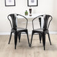 Costway Set of 2 Black Vintage Tolix Style Stackable Bistro Metal Arm Chair