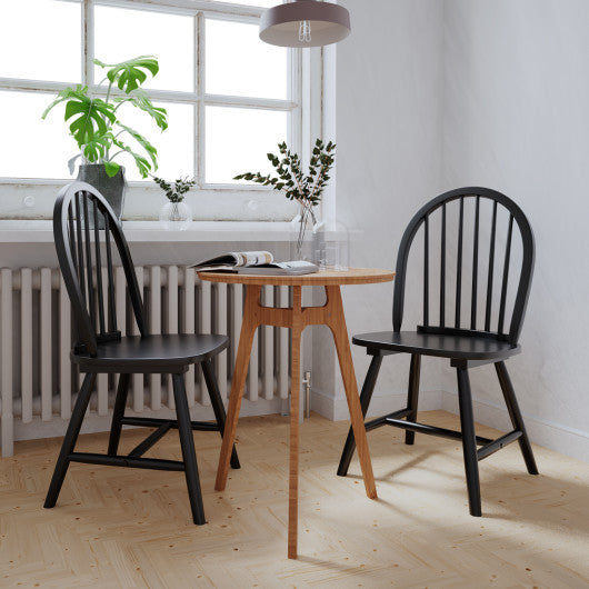 Costway Set of 2 Black Vintage Windsor Wood Chair with Spindle Back for Dining Room