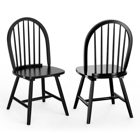 Costway Set of 2 Black Vintage Windsor Wood Chair with Spindle Back for Dining Room