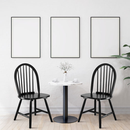 Costway Set of 2 Black Vintage Windsor Wood Chair with Spindle Back for Dining Room