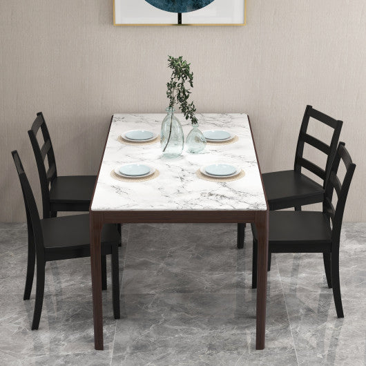 Costway Set of 2 Black Wood Dining Chairs with Solid Rubber Wood Legs