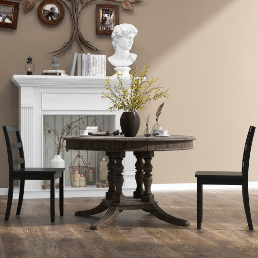Costway Set of 2 Black Wood Dining Chairs with Solid Rubber Wood Legs
