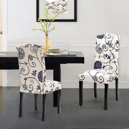Costway Set of 2 Black and White Tufted Upholstered Dining Chairs