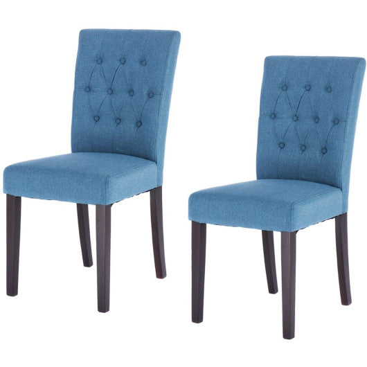 Costway Set of 2 Blue Fabric Armless Dining Chairs