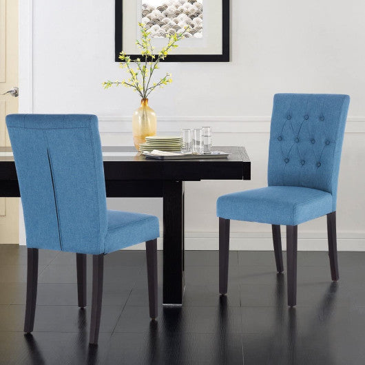 Costway Set of 2 Blue Fabric Armless Dining Chairs