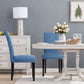 Costway Set of 2 Blue Fabric Upholstered Dining Chairs with Nailhead