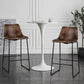 Costway Set of 2 Brown Bar Stool Faux Suede Upholstered Chairs