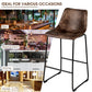 Costway Set of 2 Brown Bar Stool Faux Suede Upholstered Chairs