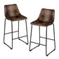 Costway Set of 2 Brown Bar Stool Faux Suede Upholstered Chairs