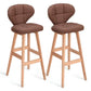 Costway Set of 2 Brown Bar Stools Pub Chair Fabric