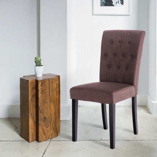 Costway Set of 2 Brown Fabric Armless Dining Chairs