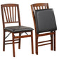 Costway Set of 2 Brown Folding Chairs with Padded Seat and Rubber Wood Frame