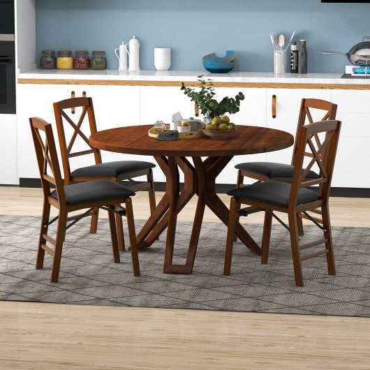 Costway Set of 2 Brown Folding Dining Chairs with 400 LBS Capacity