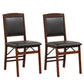 Costway Set of 2 Brown Folding Dining Chairs with Padded Seat and High Backrest