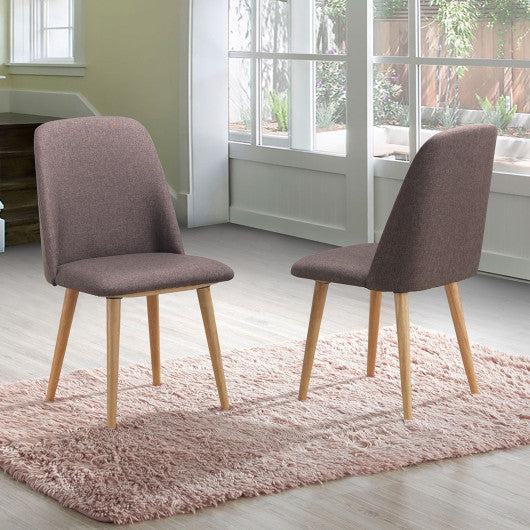 Costway Set of 2 Brown Leisure Accent Armless Upholstered Dining Chairs