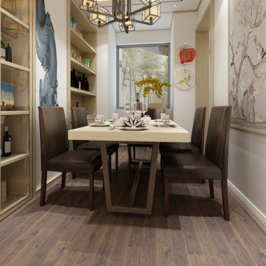 Costway Set of 2 Brown PU Upholstered Parsons Dining Chair