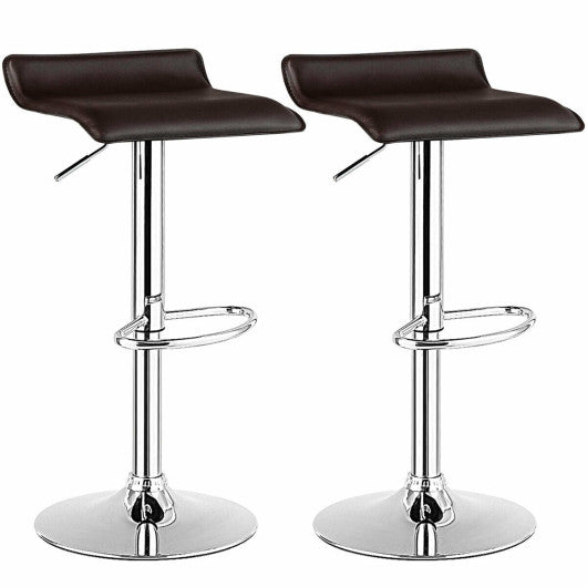 Costway Set of 2 Coffee Adjustable PU Leather Backless Bar Stools