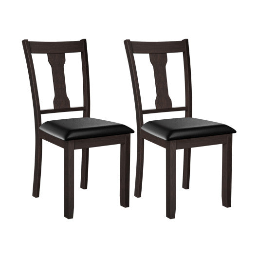Costway Set of 2 Coffee Dining Room Chair with Rubber Wood Frame and Upholstered Padded Seat