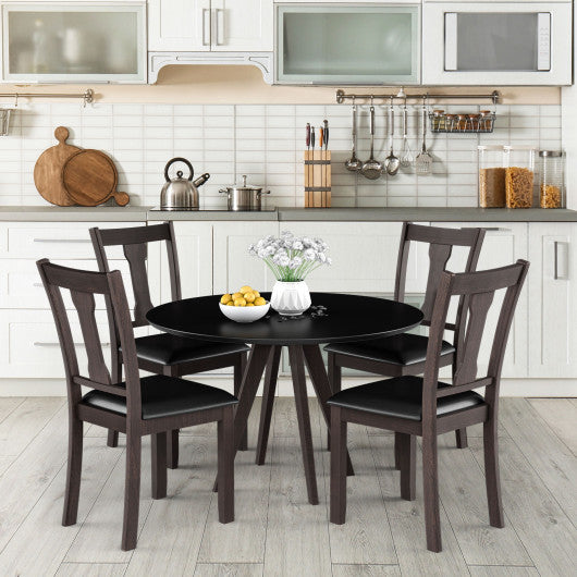 Costway Set of 2 Coffee Dining Room Chair with Rubber Wood Frame and Upholstered Padded Seat
