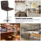Costway Set of 2 Coffee Square Swivel Adjustable PU Leather Bar Stools with Back and Footrest