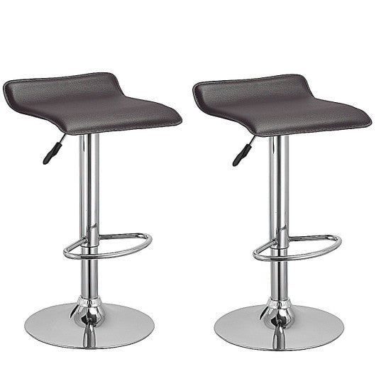 Costway Set of 2 Coffee Swivel Bar Stools Backless Dining Chair