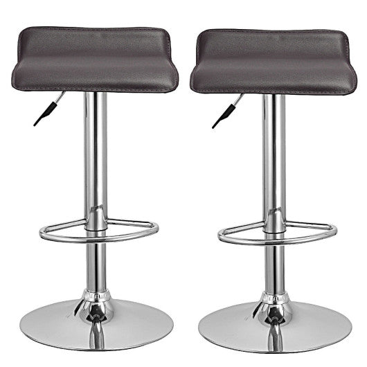 Costway Set of 2 Coffee Swivel Bar Stools Backless Dining Chair