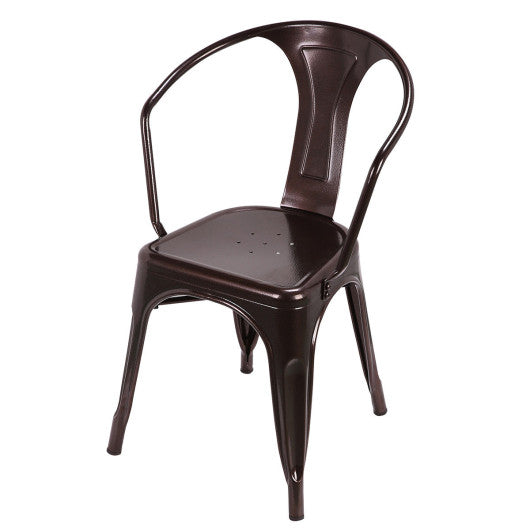 Costway Set of 2 Copper Vintage Tolix Style Stackable Bistro Metal Arm Chair