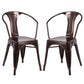 Costway Set of 2 Copper Vintage Tolix Style Stackable Bistro Metal Arm Chair