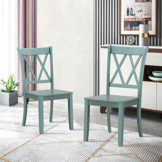 Costway Set of 2 Cross Back Rubber Wood Dining Chairs