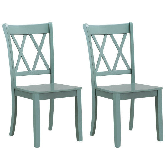 Costway Set of 2 Cross Back Rubber Wood Dining Chairs