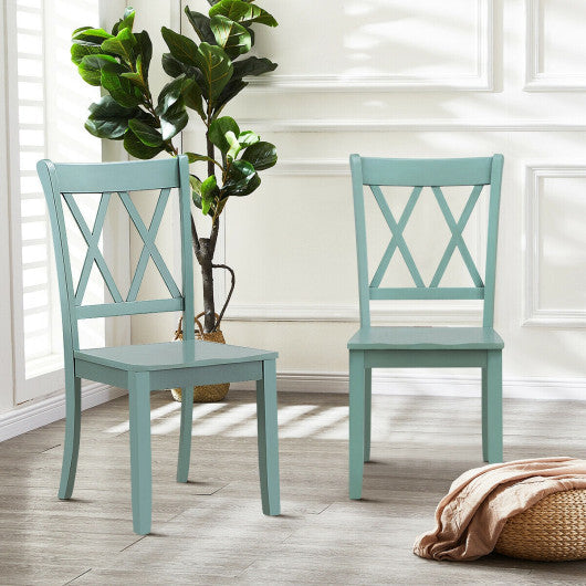 Costway Set of 2 Cross Back Rubber Wood Dining Chairs