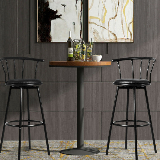Costway Set of 2 Crown Back Swivel Seat Metal Frame Bar Stools