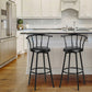 Costway Set of 2 Crown Back Swivel Seat Metal Frame Bar Stools